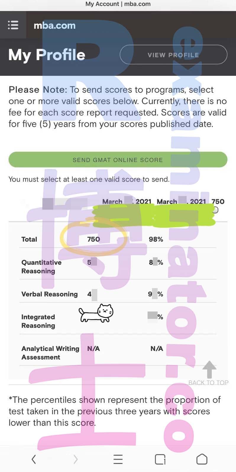 score image for GMAT 부정행위 success story #132