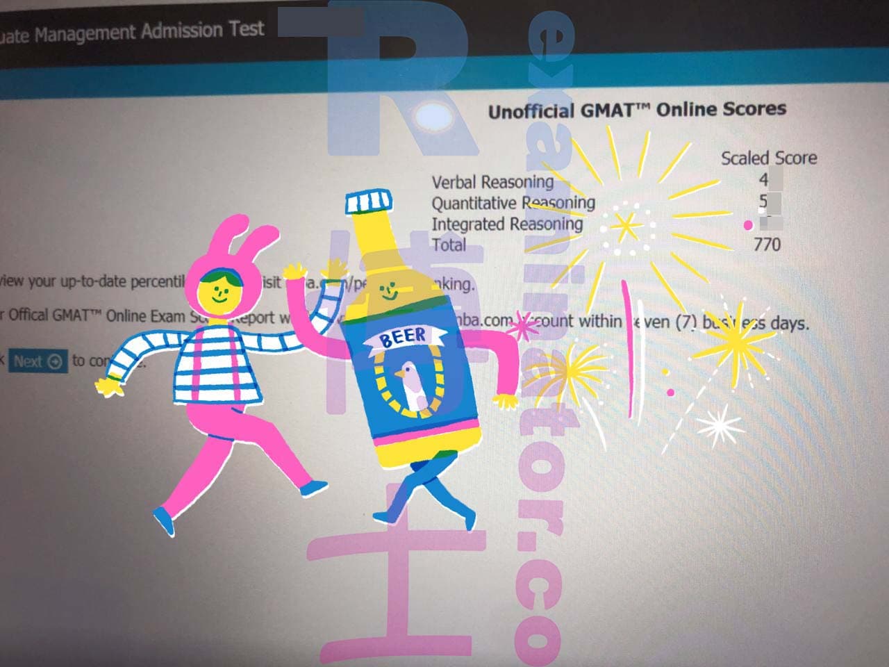 score image for GMAT 부정행위 success story #169