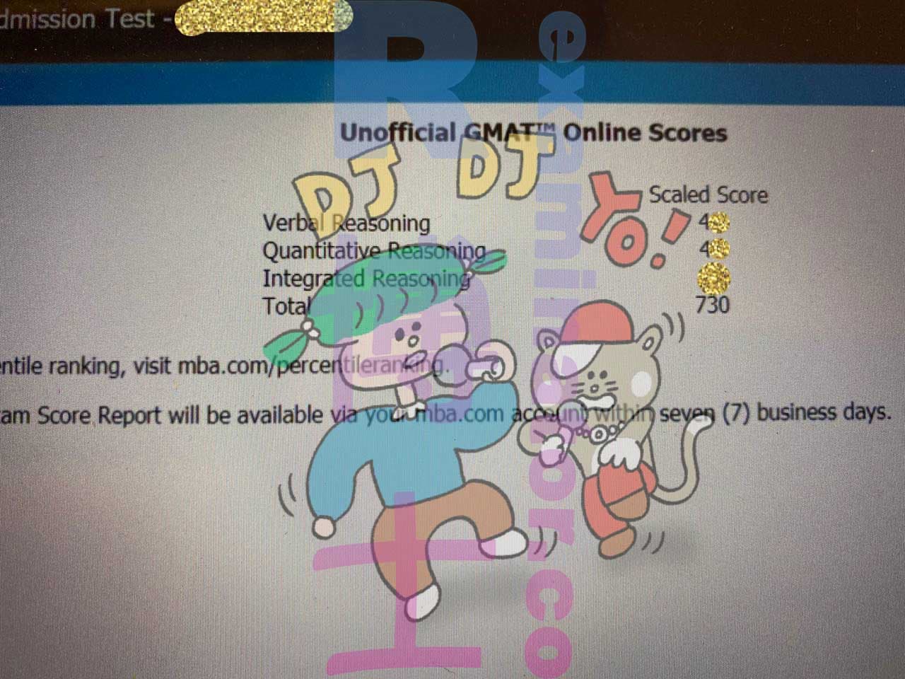 score image for GMAT 부정행위 success story #259