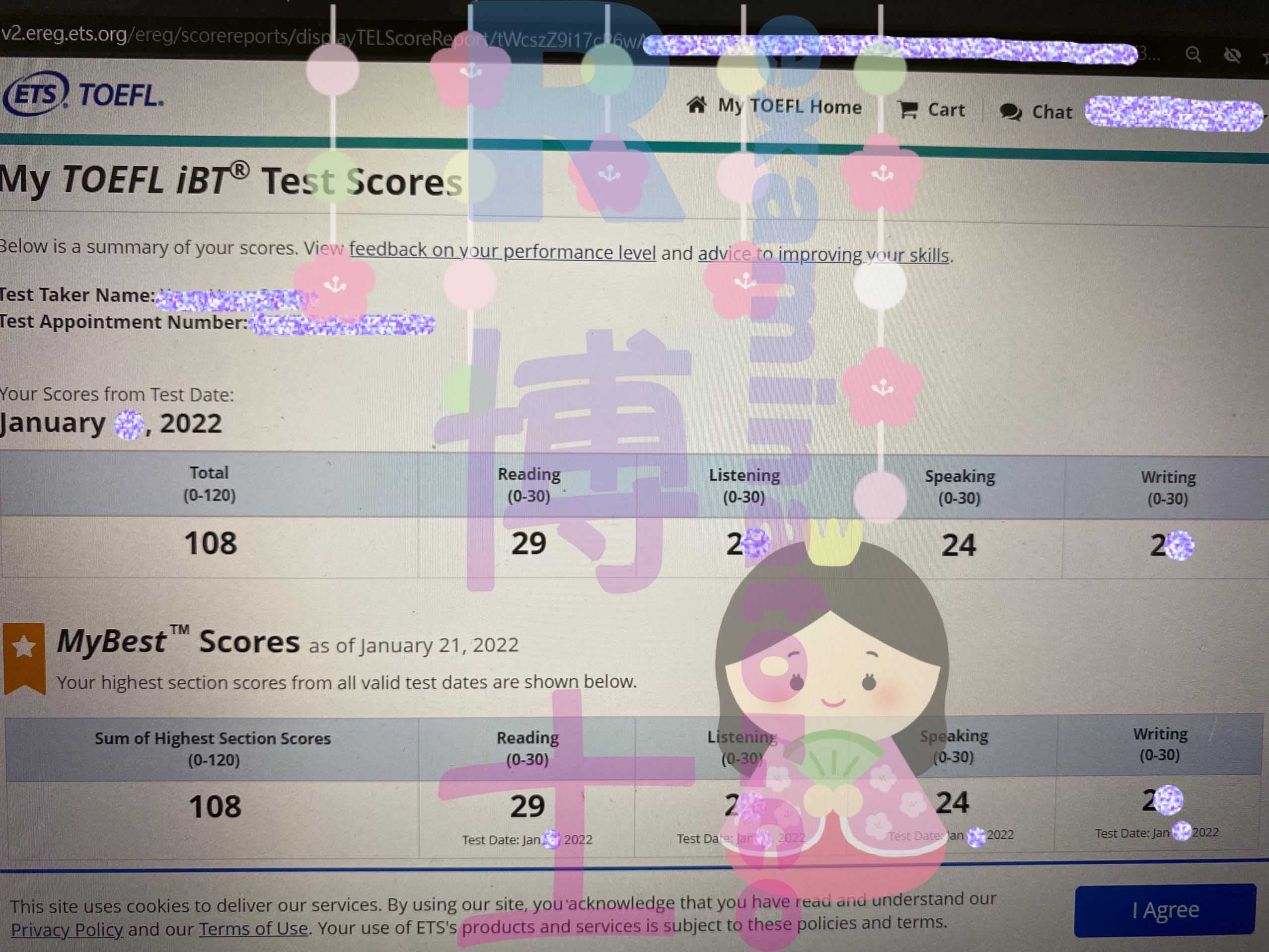 score image for TOEFL 부정행위 success story #272