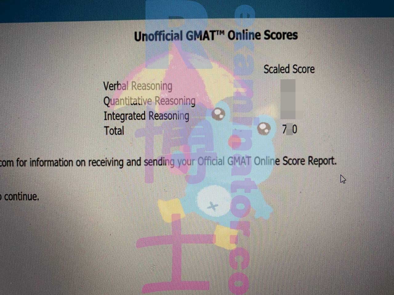 score image for GMAT 부정행위 success story #326