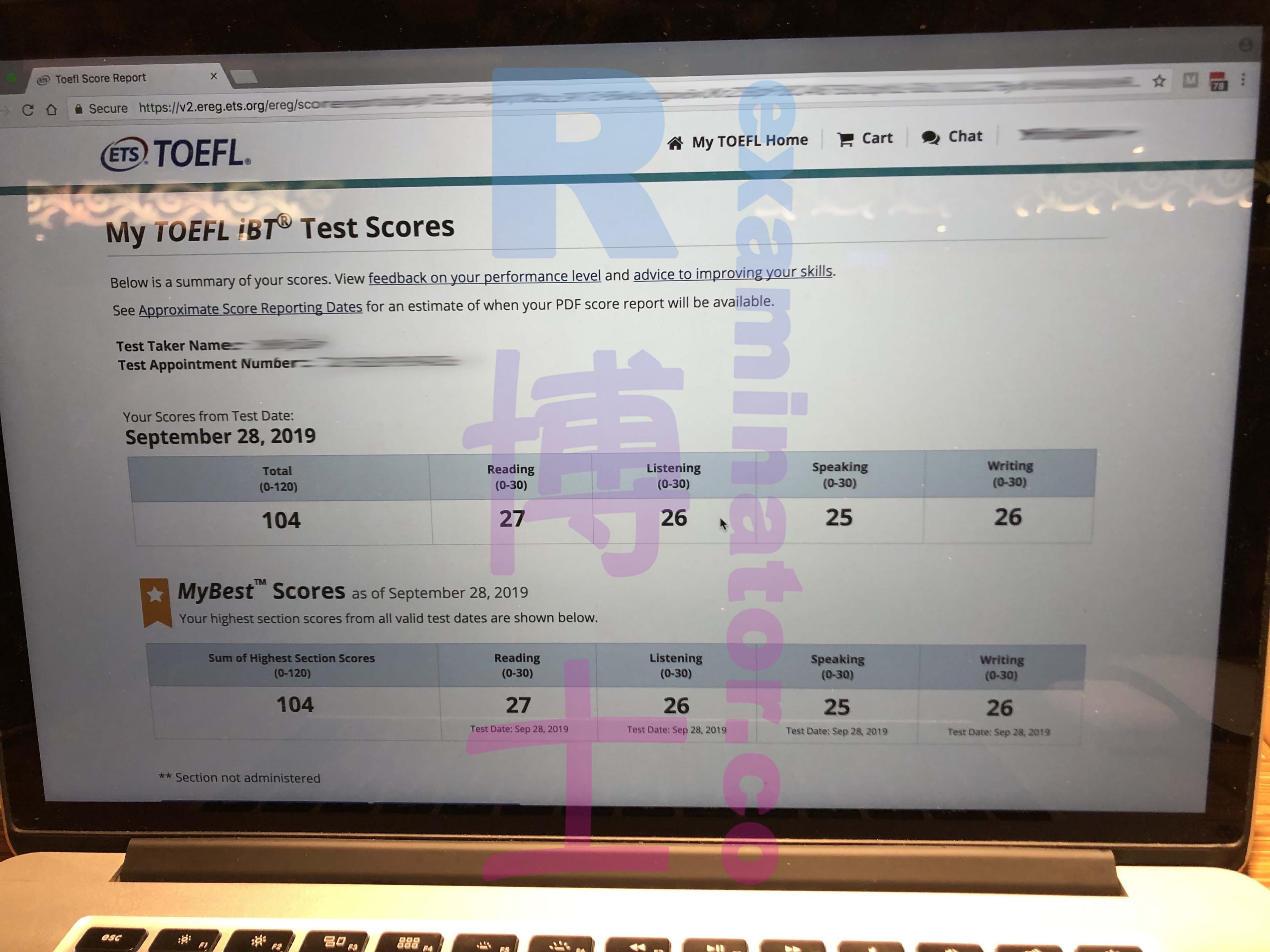 score image for TOEFL 부정행위 success story #54