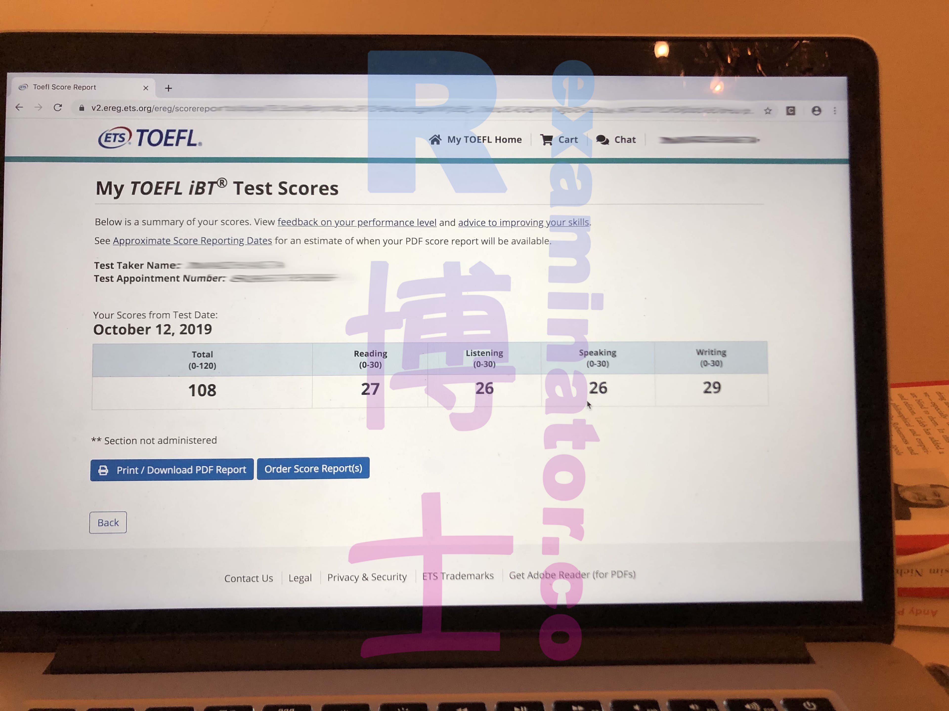 score image for TOEFL 부정행위 success story #56