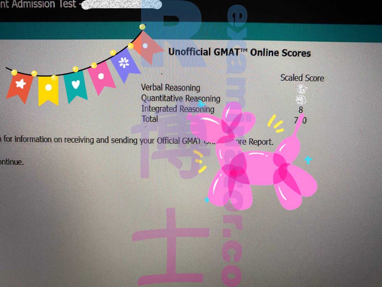 score image for GMAT 부정행위 success story #392