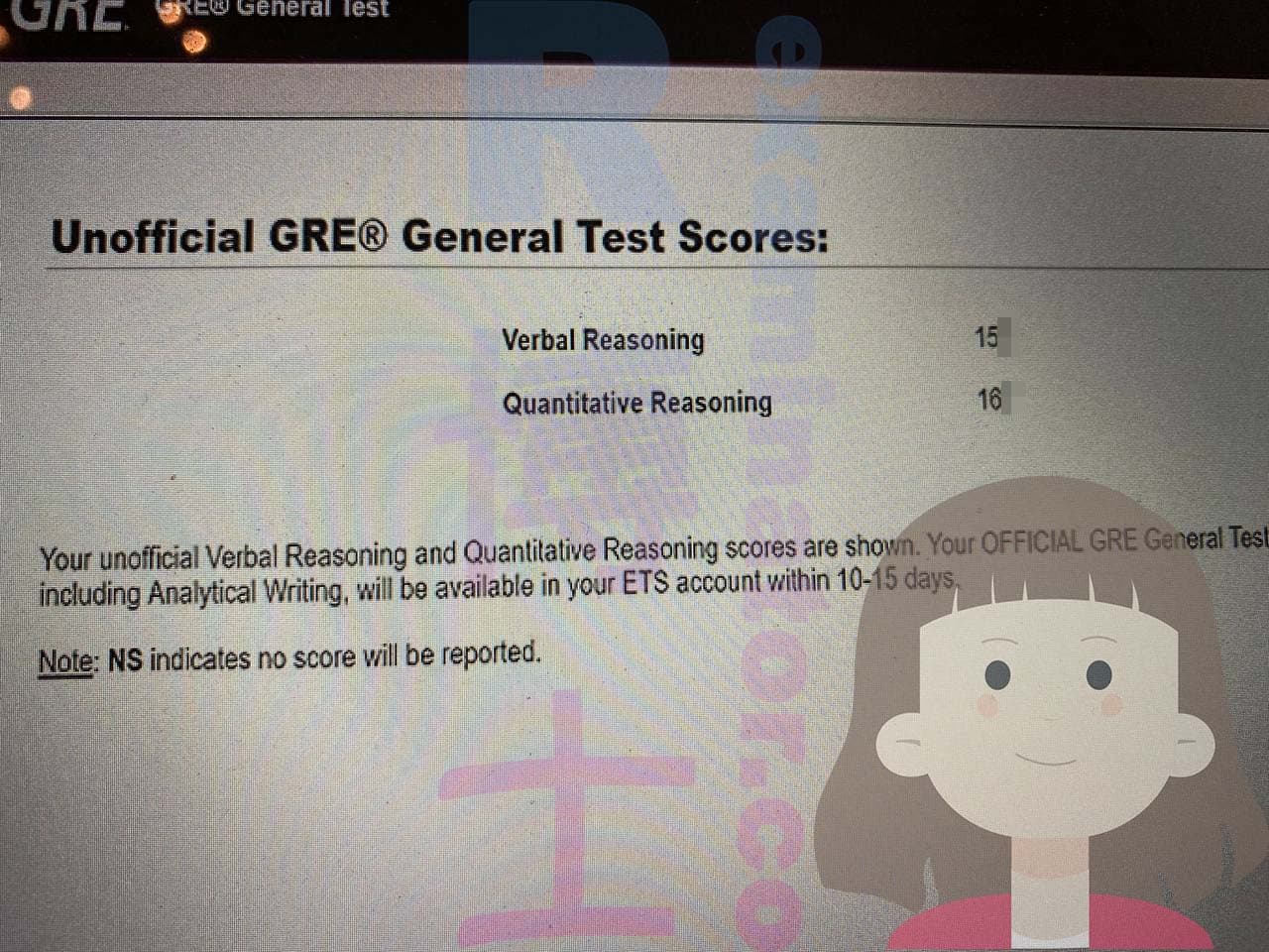 score image for GRE 부정행위 success story #541