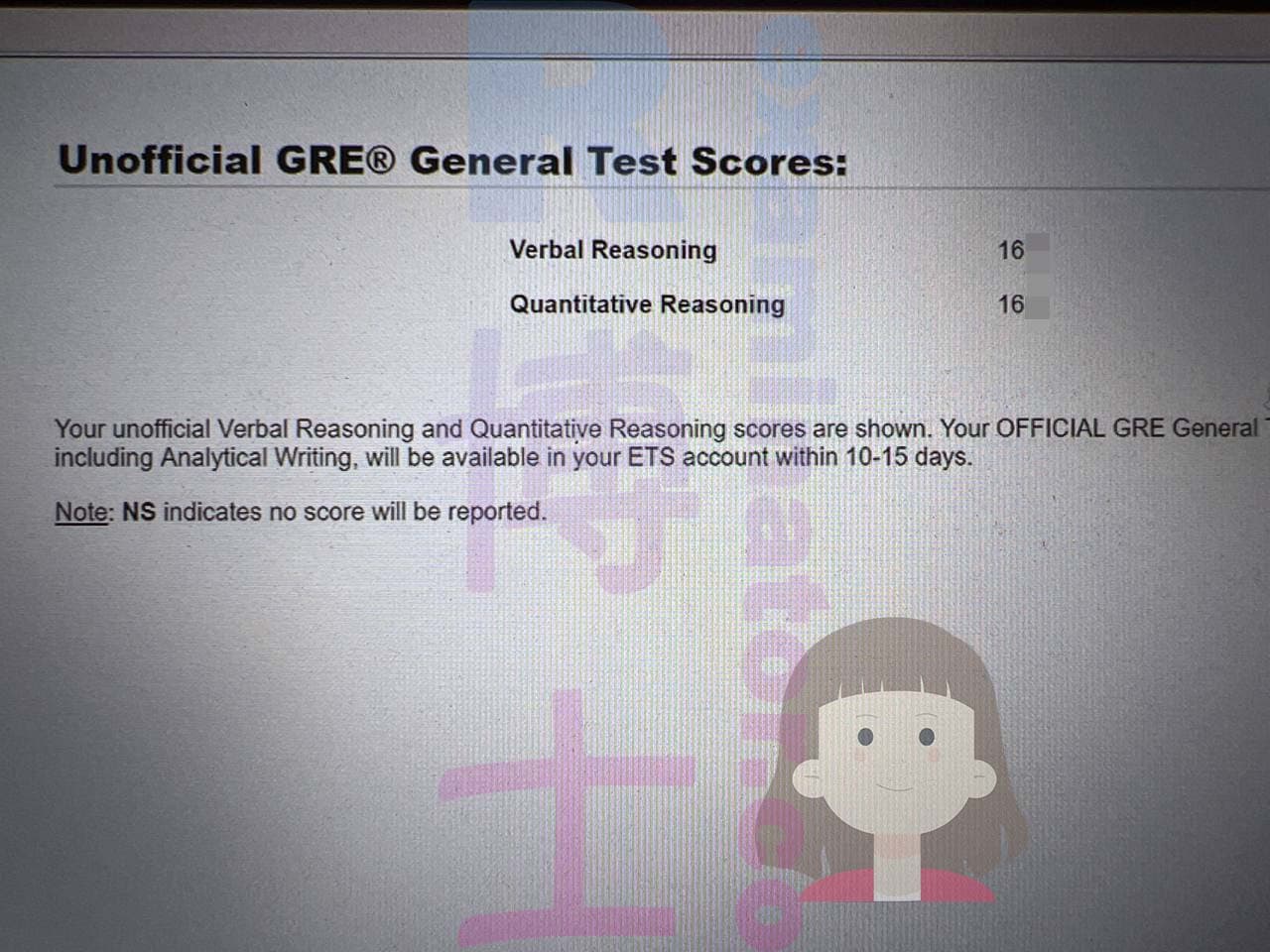 score image for GRE 부정행위 success story #494