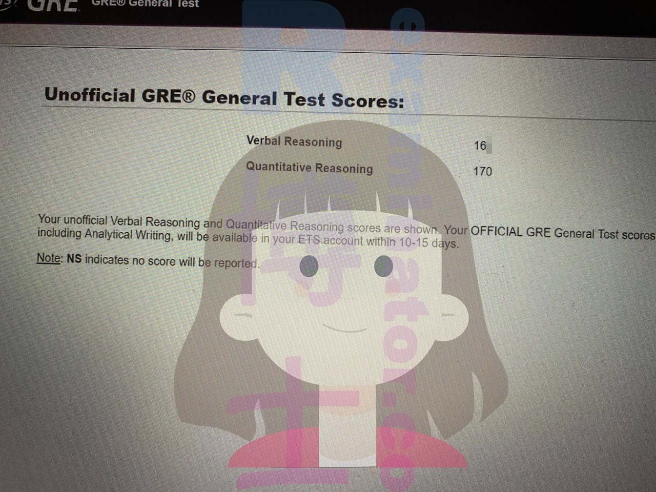 score image for GRE 부정행위 success story #497