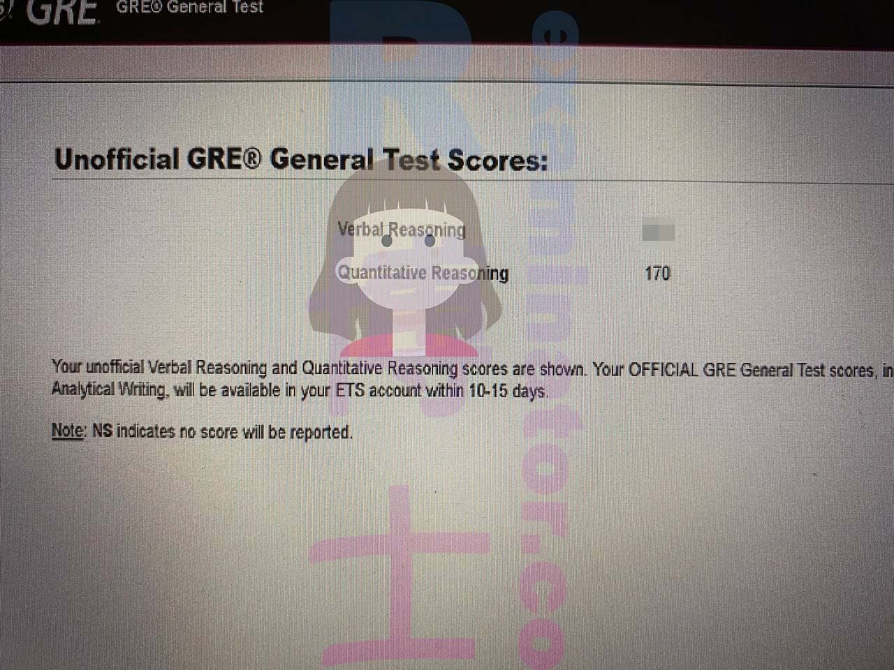 score image for GRE 부정행위 success story #479