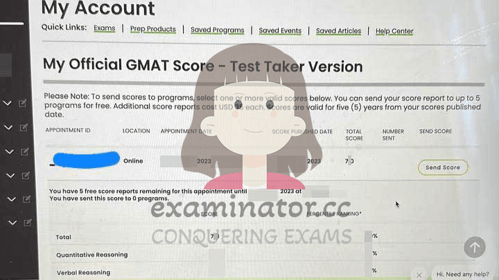 score image for GMAT 부정행위 success story #596