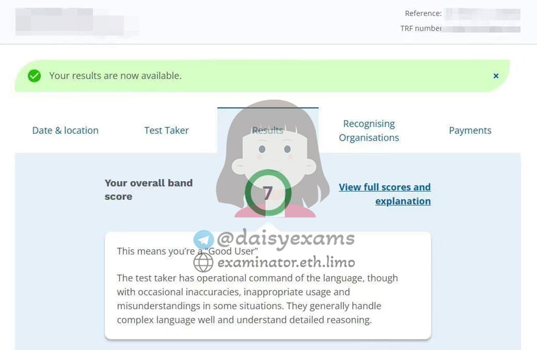 score image for IELTS 부정행위 success story #688