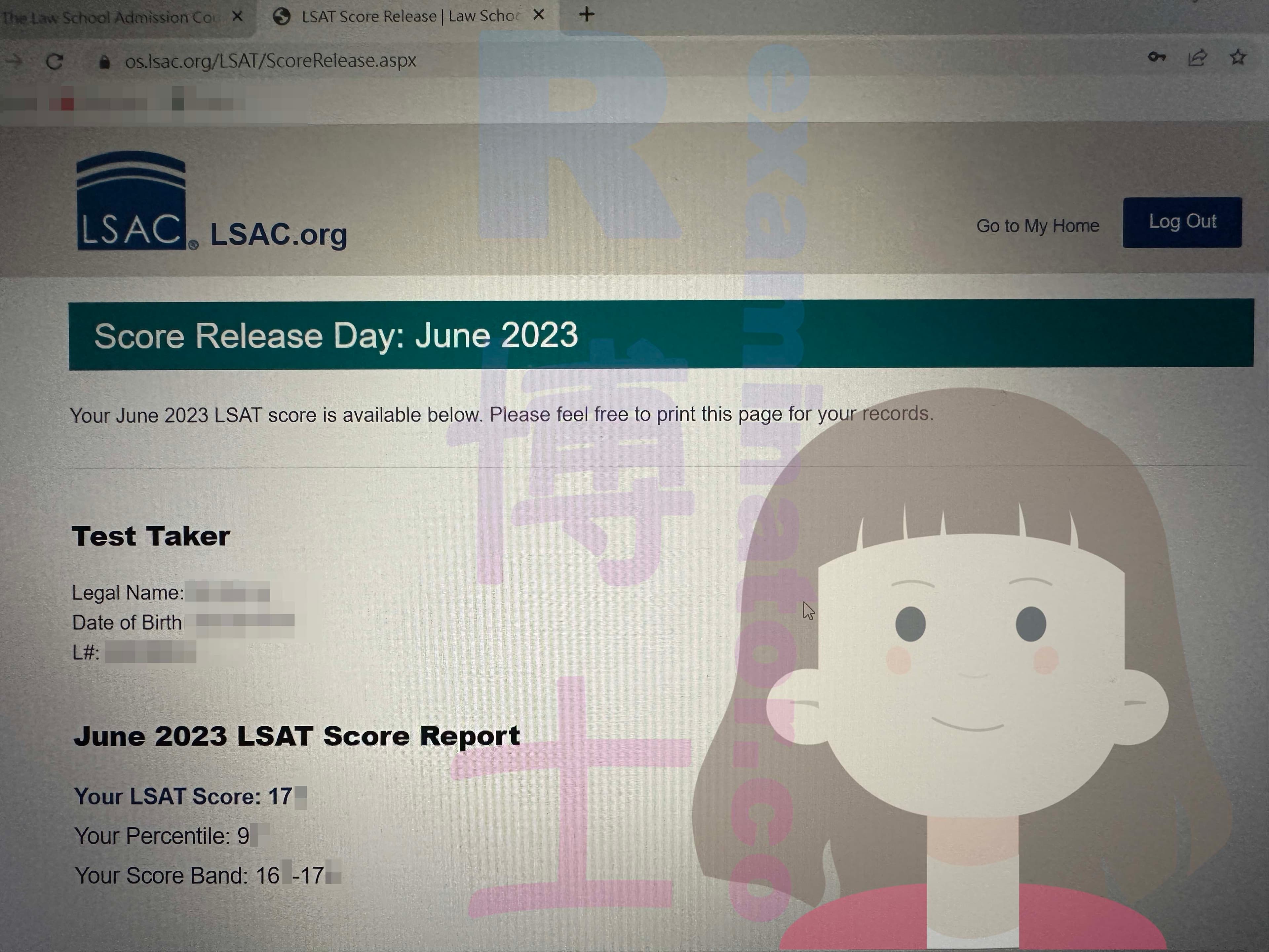 score image for LSAT 부정행위 success story #547