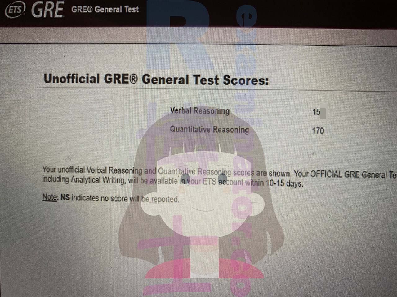 score image for GRE 부정행위 success story #518