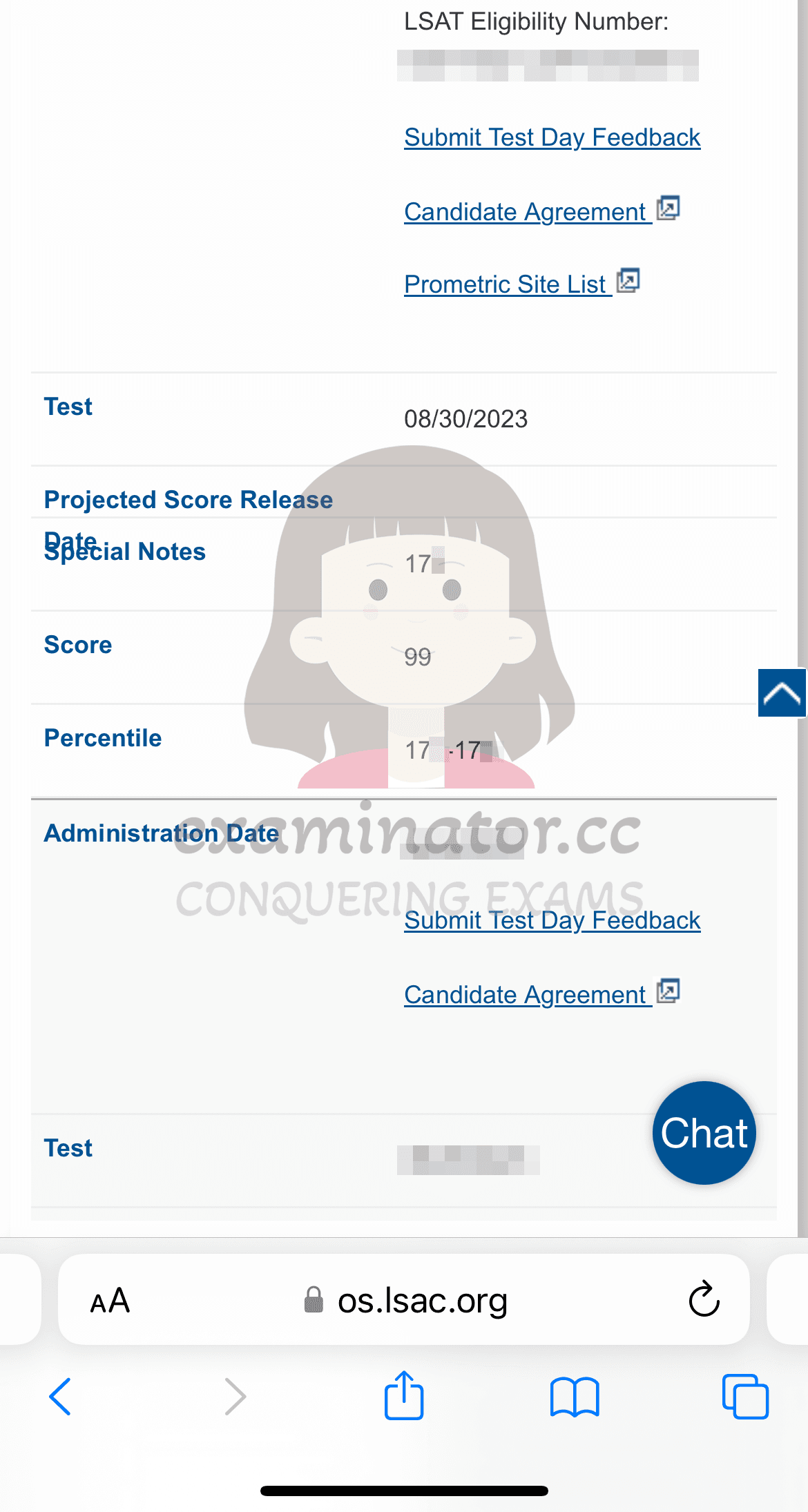 score image for LSAT 부정행위 success story #571