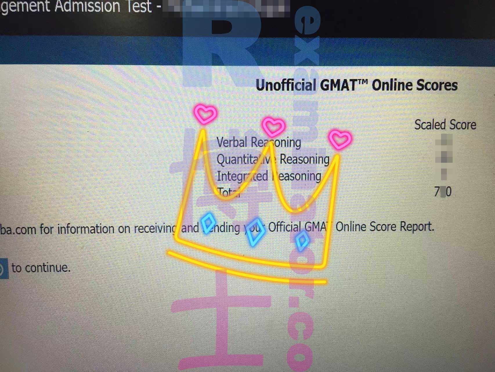 score image for GMAT 부정행위 success story #393