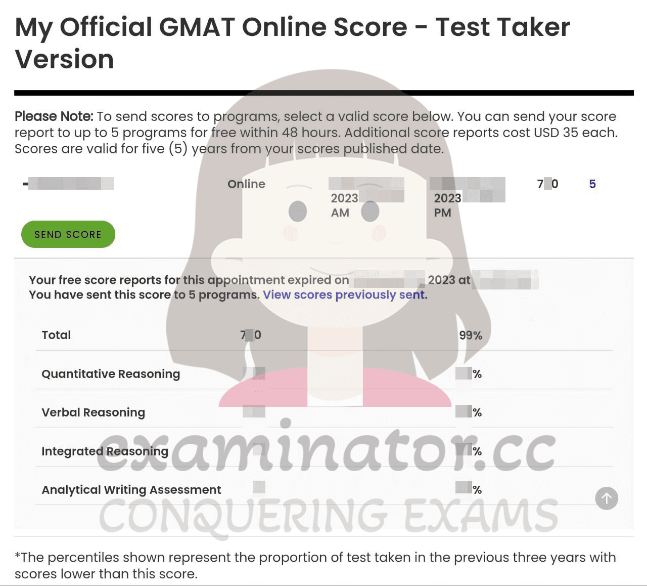 score image for GMAT 부정행위 success story #575