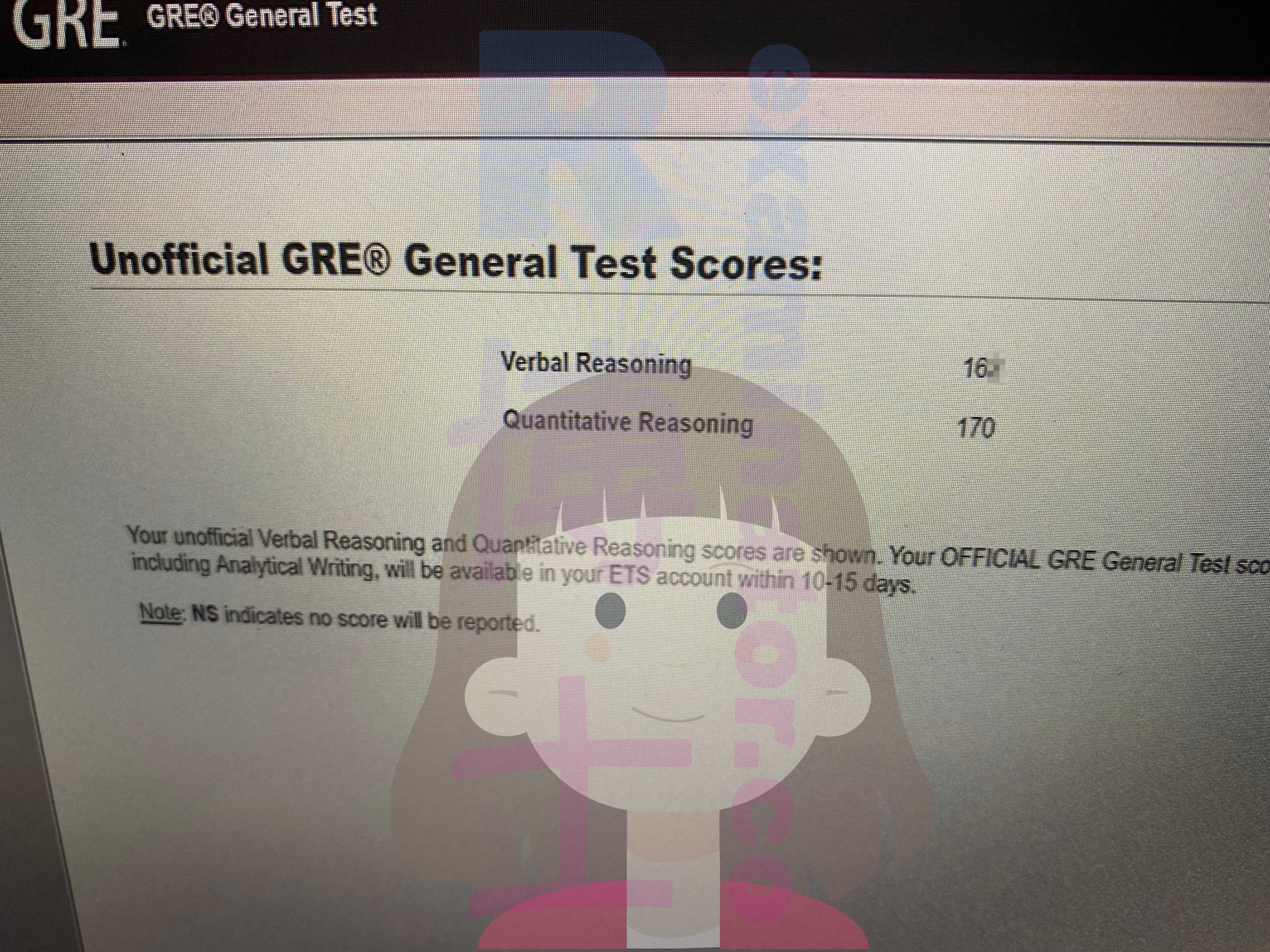 score image for GRE 부정행위 success story #495