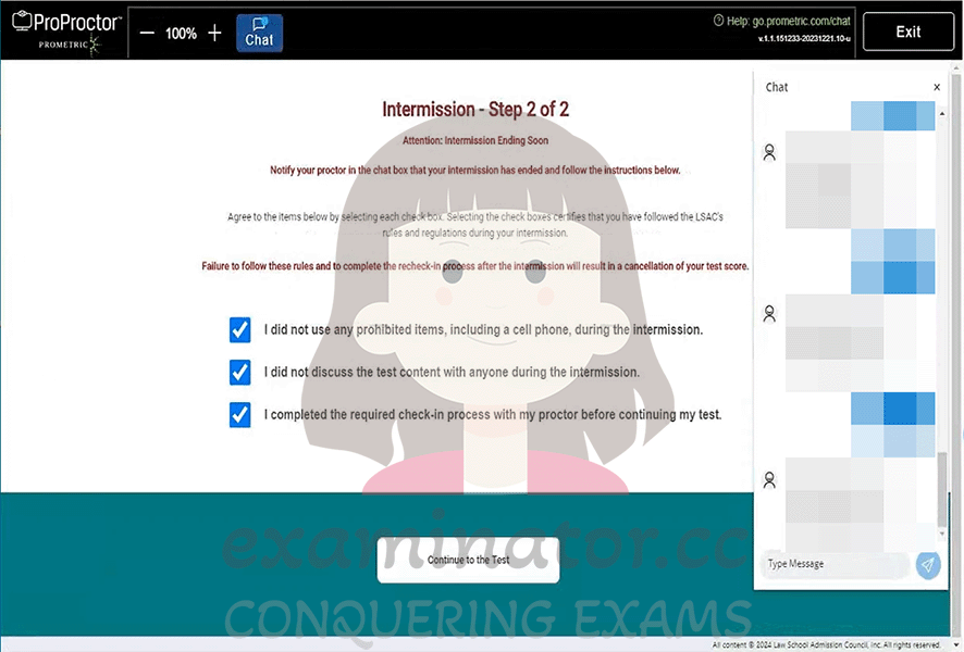 LSAT Cheating Intermissions